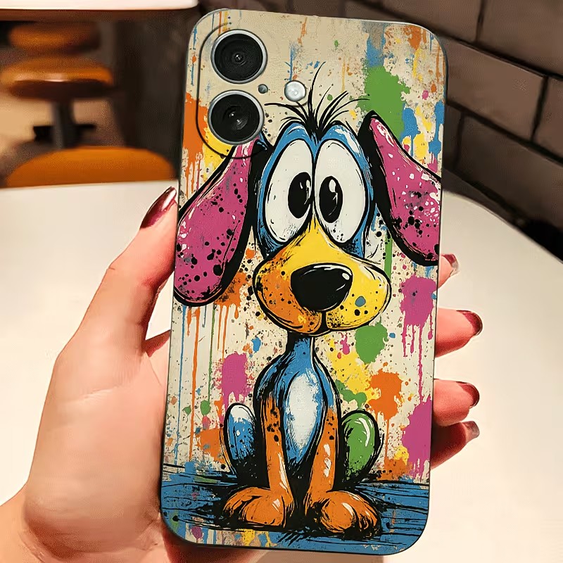 Mini Pc Case - Graffiti gekleurde puppy TPU telefoonhoesje voor