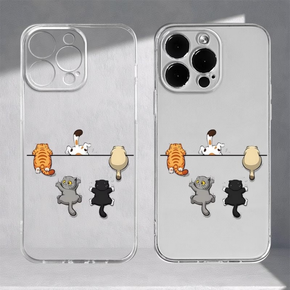 Mini Pc Case - Vijf schattige kattenprint telefoonhoesjes voor iPhone