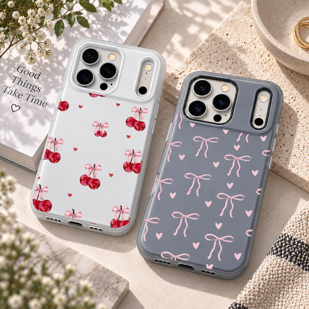 Matte Pc Case - Schattig roze hart met strik telefoonhoesje