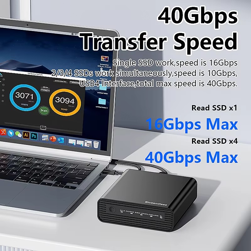 Aluminium M2 4-bay USB4 extern - Case Fans recensie en prijs